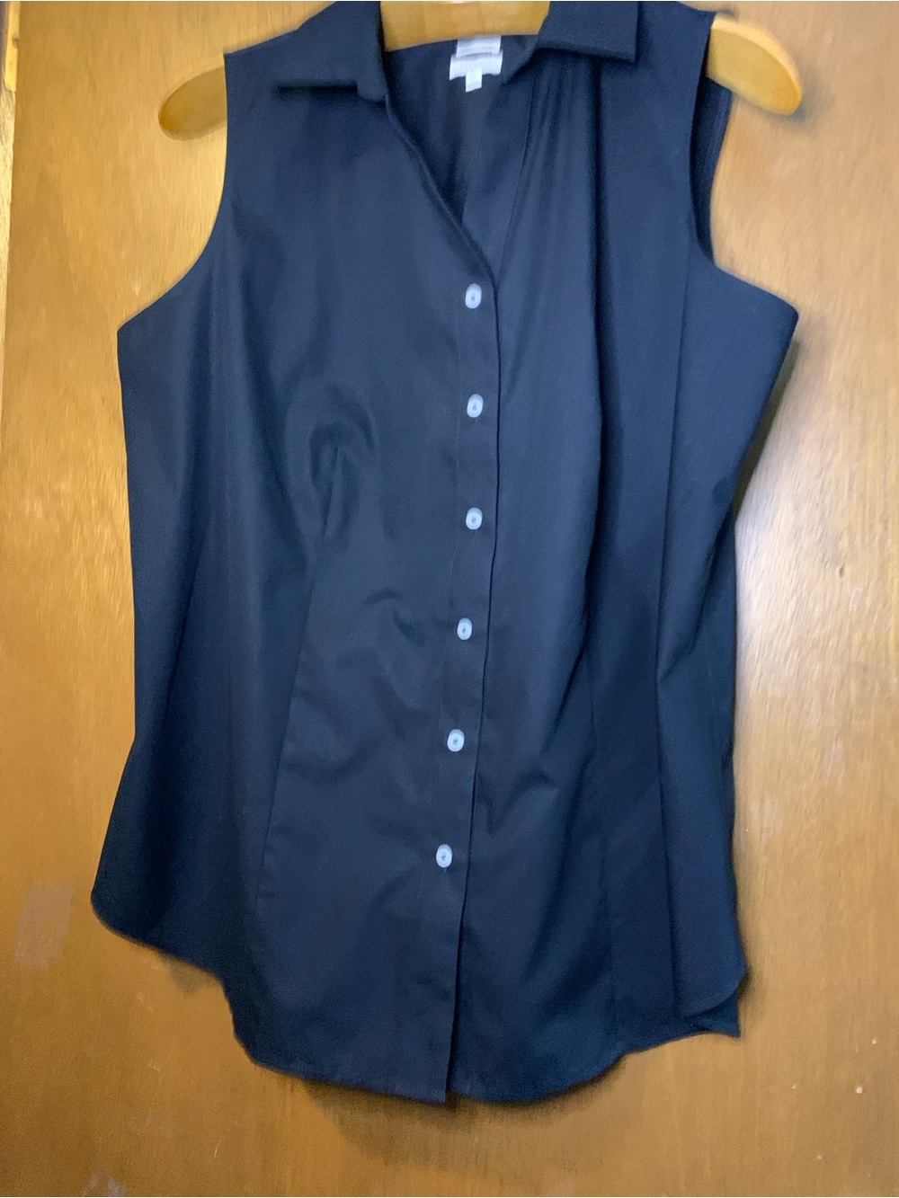 Talbots Black Sleeveless Button-Down Shirt